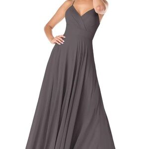 Azazie Charcoal Gray Maxi Ruched A-line Gown